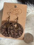 Floral Damask Round Wooden Earrings