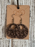 Floral Damask Round Wooden Earrings