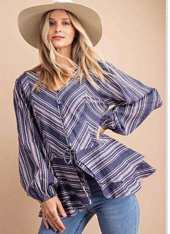 Button Up Ruffle Top